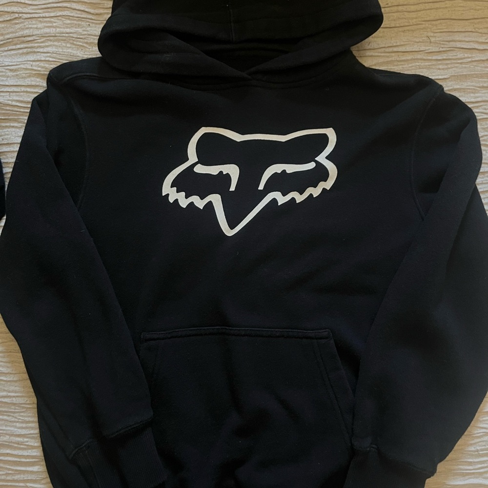 Youth Fox Hoodie Black with White Fox Logo